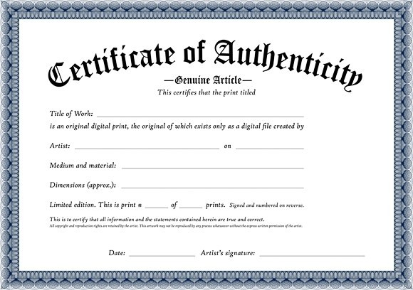 Microsoft Certificate Of Authenticity Template Word