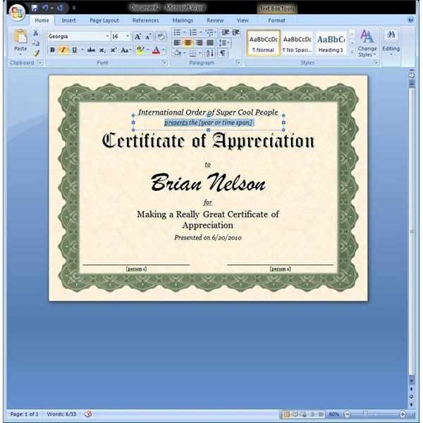 Microsoft Office Award Certificate Templates How To Create A In Word 2010