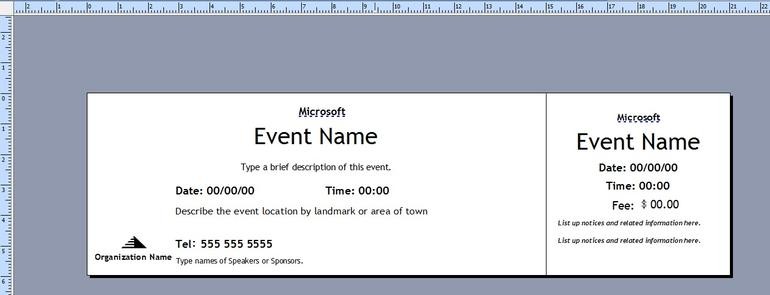 Microsoft Tickets Template Ukran Agdiffusion Com Create Event Free