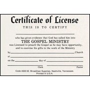 Minister S Ordination Certificates Package Of 6 9780805472691 Free Preacher License