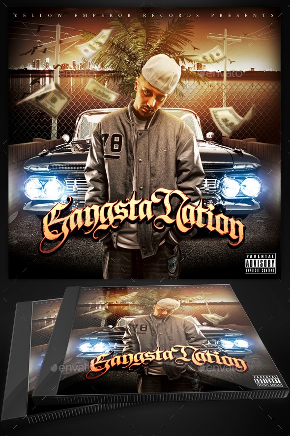 Mixtape CD Cover Template Gangsta Nation By Yellow Emperor Cd