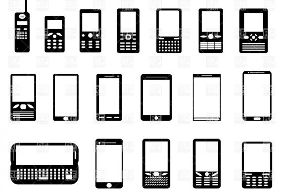 Mobile Phones Smartphones And Tablet Pc Silhouettes Of Gadgets Free Vector