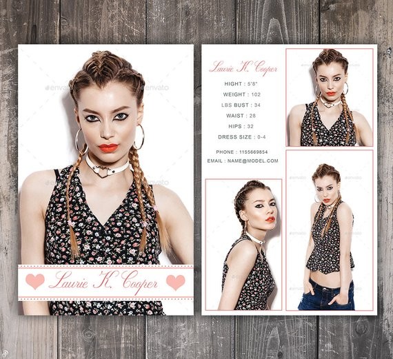 Modeling Comp Card Template Fashion Model Etsy Zed