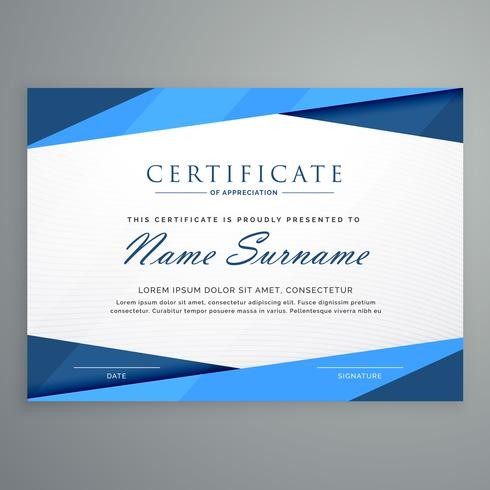 Modern Blue Triangle Certificate Template Download Free Vector