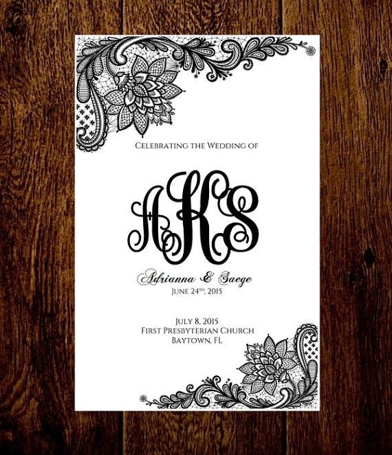 Monogram Wedding Program Template Folded By Free