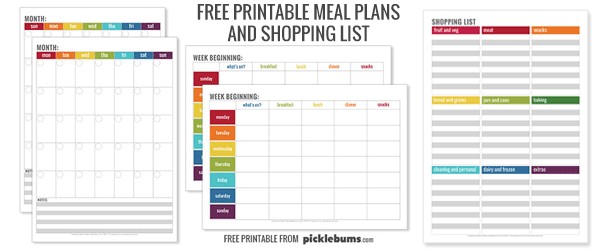 Monthly Menu Plan Printable Picklebums Printables
