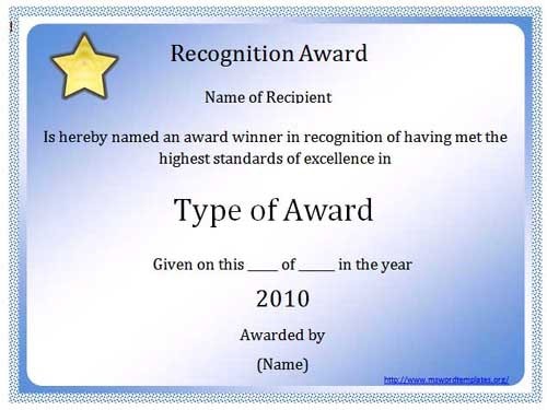 Ms Word Award Certificate Template Ukran Agdiffusion Com