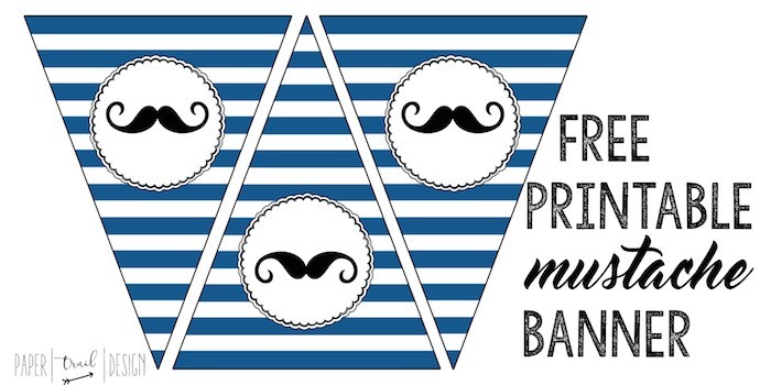 Mustache Banner Printable Party Paper Trail Design Free Printables Baby