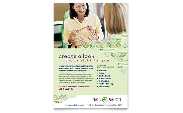 Nail Salon Flyer Template Design Brochure