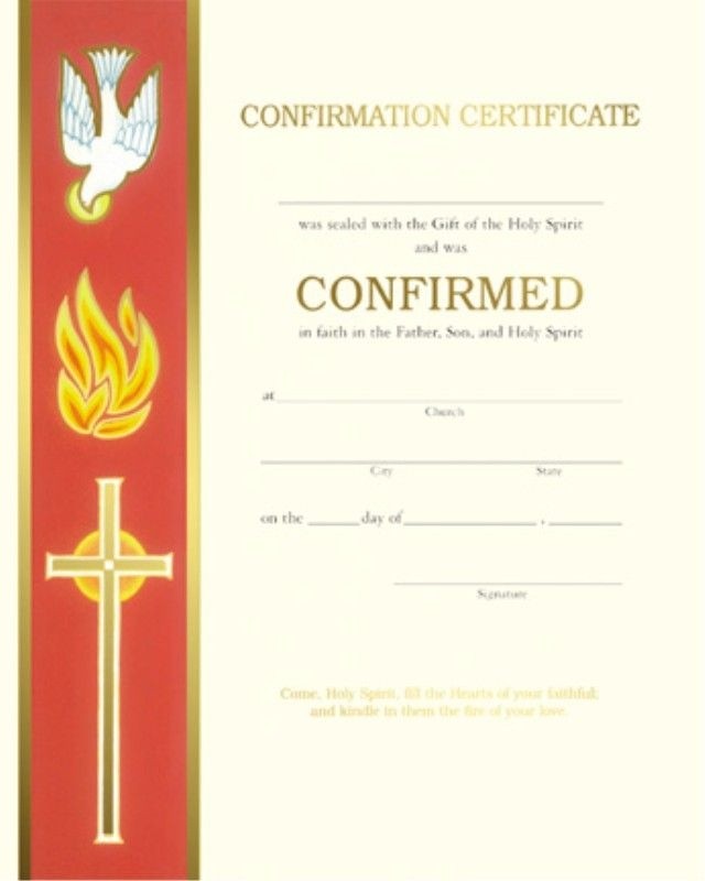 New Confirmation Certificate Template Xc104 Catholic