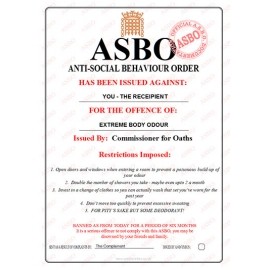 Novelty ASBO Certificate For The Offence Of Shopaholic