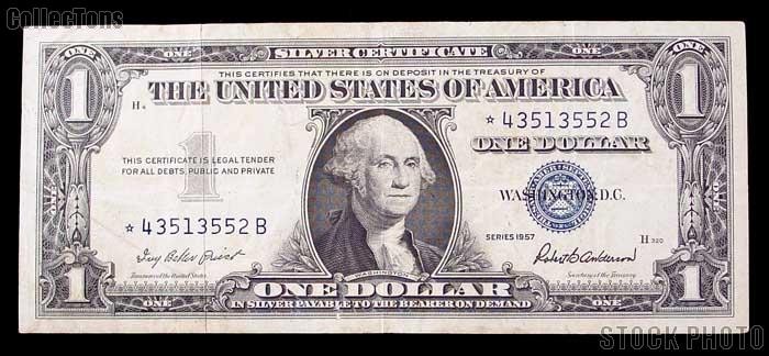 One Dollar Blue Seal Silver Certificate 1957 Series STAR