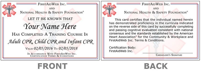Online CPR Certification And First Aid Introduction Training Certificate Template