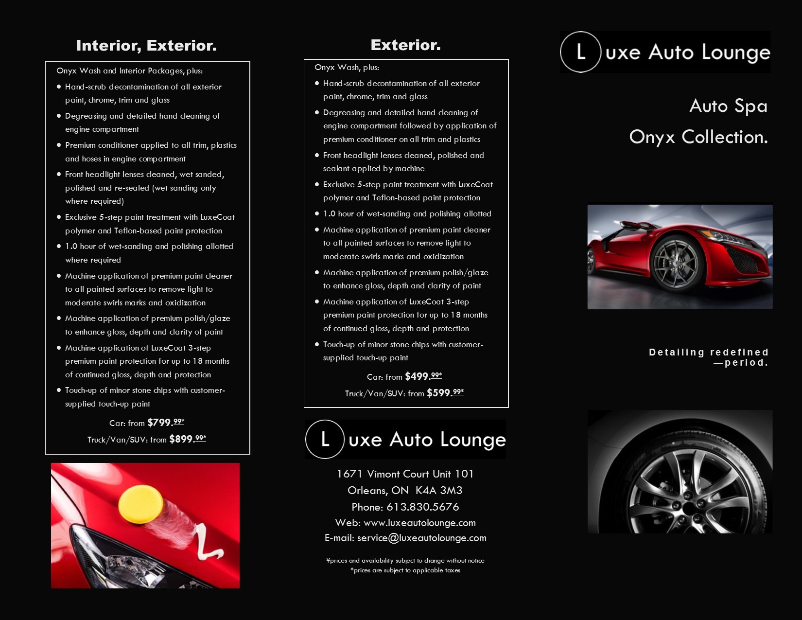 Onyx Collection Detailing Ottawa Luxe Auto Lounge Inc Brochure