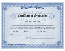 Ordination Certificate Template Example