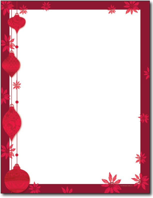 Painted Poinsettia Holiday Letterhead 80 Sheets Paper