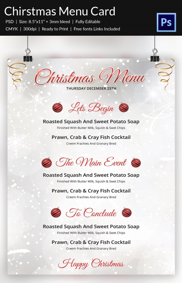 Party Menu Templates Free Download Zrom Tk Blank Christmas