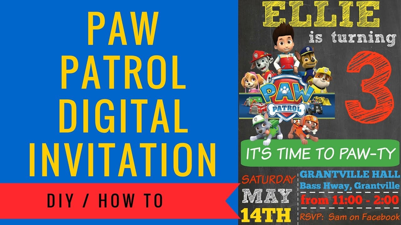 Paw Patrol Digital Invitation How To Make Includes FREE Clipart Maker