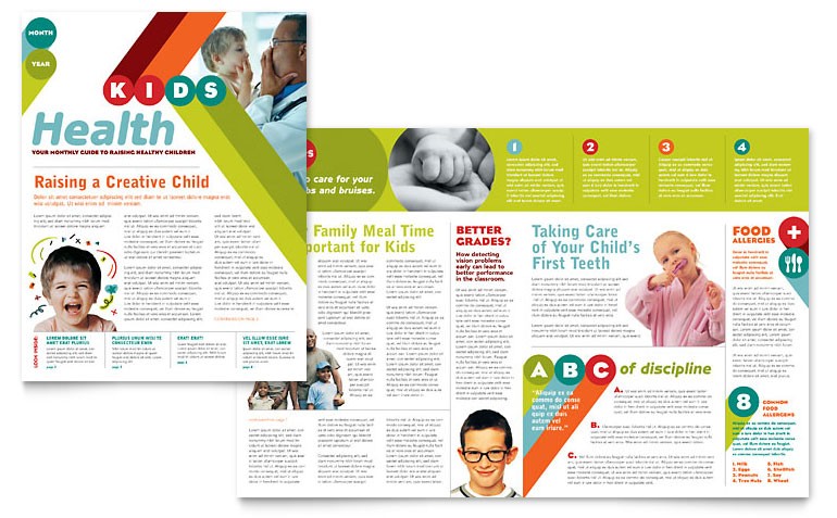 Pediatrician Child Care Newsletter Template Word Publisher Free Pediatric Brochure