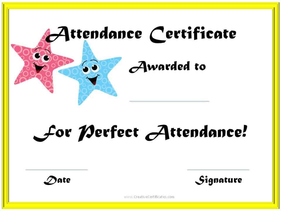 Perfect Attendance Award Certificates Free Instant Download Certificate Printable
