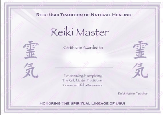 Personalised Complete Set Reiki Certificate Templates X4 Etsy Level 1 Template