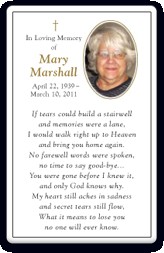 Personalized Memorial Cards Funeral Prayer Obituary