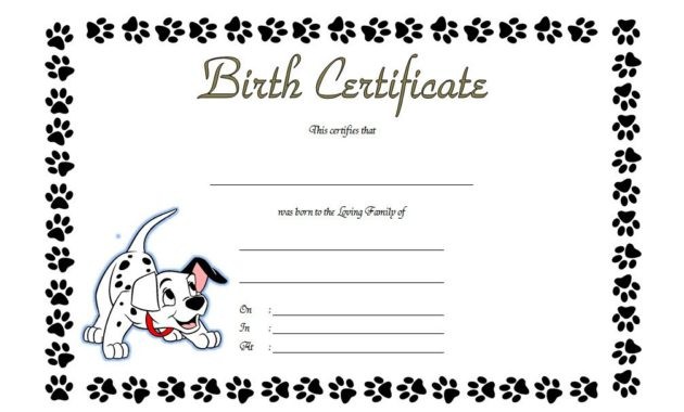 Pet Birth Certificate S Word Biya Dog