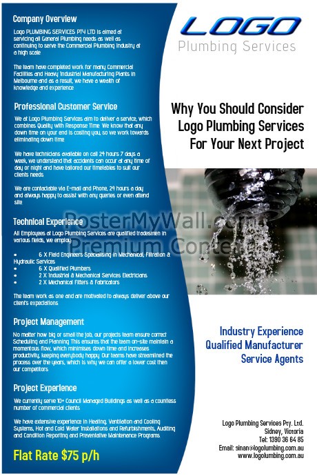 Plumbing Flyer Template PosterMyWall Managed Services Brochure