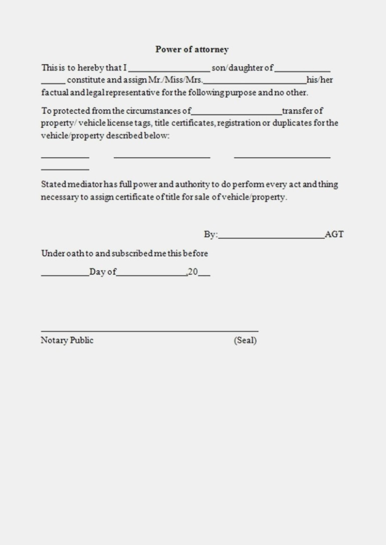 Power Of Attorney Form Free Printable Template