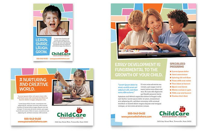 Preschool Kids Day Care Flyer Ad Template Design Brochure Ideas