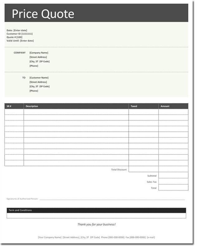 Price Quotation Template For Word Download Pinterest Free Estimate Document