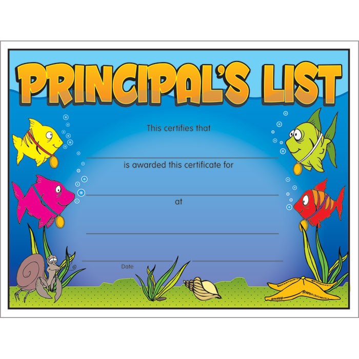 Principal S List Certificate Jones School Supply Template