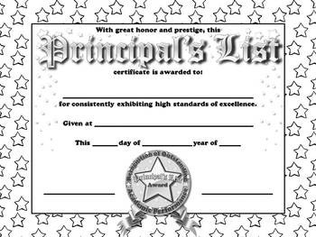 Principal S List Certificates Awards Stars Theme King Virtue Certificate