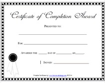 Printable Certificate Of Completion Awards Certificates Templates Blank Training