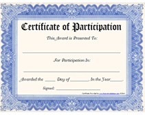 Printable Certificate Of Participation Award Certificates
