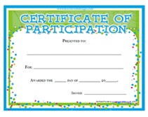 Printable Certificates Of Participation Awards Templates Images Certificate