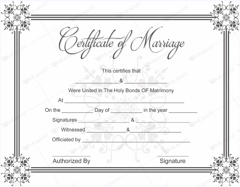 Printable Fake Marriage Certificate Template Create A Certificates