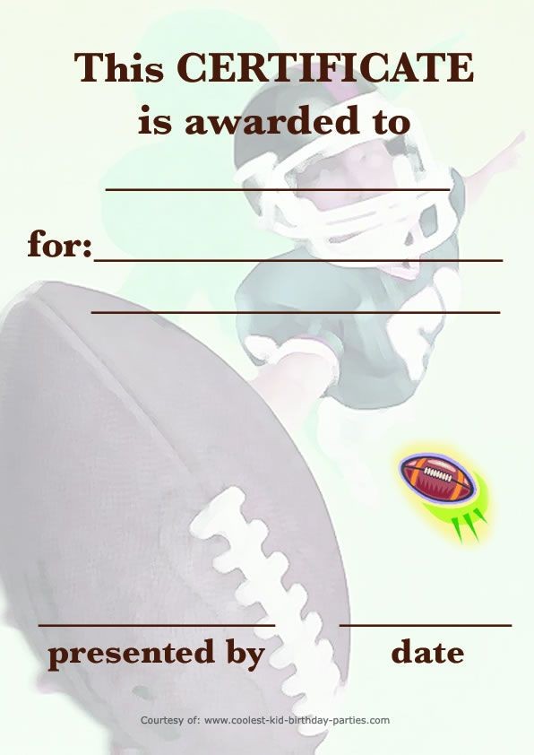 Printable Football Certificate Coolest Free Printables For The Certificates