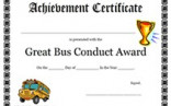 Printable Great Bus Conduct Award Certificate Children S Awards Good Behavior