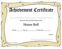 Printable Honor Roll Awards School Certificates Templates List Template
