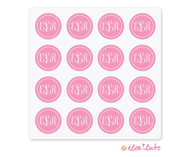 Printable Monogram Stickers Or Seals Pink Initials