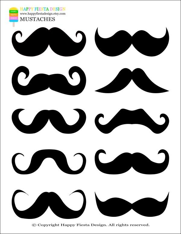 Printable Mustaches Photo Booth Props Black Mustache