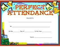 Printable Perfect Attendance Awards School Certificates Templates Certificate