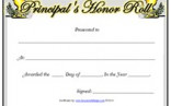 Printable Principals Honor Roll Awards Certificates Templates Principal S List Certificate Template
