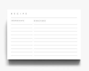 Printable Recipe Cards Card Template Etsy 3x5