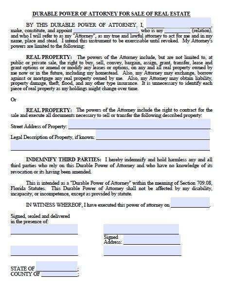 Printable Sample Power Of Attorney Form Free Real Template