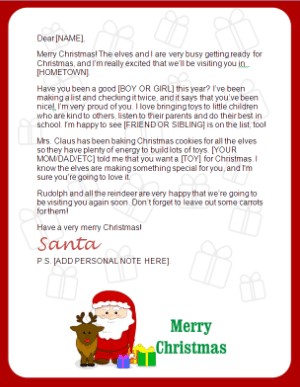 Printable Santa Letters Personalized From Free Claus