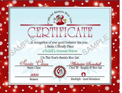 Printable Santa S Nice List Certificate Christmas Letter Tips Com Free