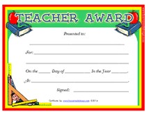 Printable Teachers Appreciation Week Certificates Awards S Teacher Of The Year Award