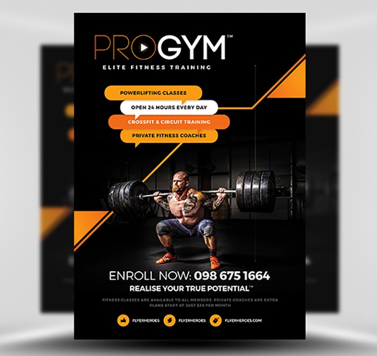 PRO Gym Fitness Flyer Template FlyerHeroes Membership